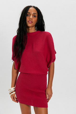 Amara Mini Sweater Dress by free-est at Free People in Red, Size: XL