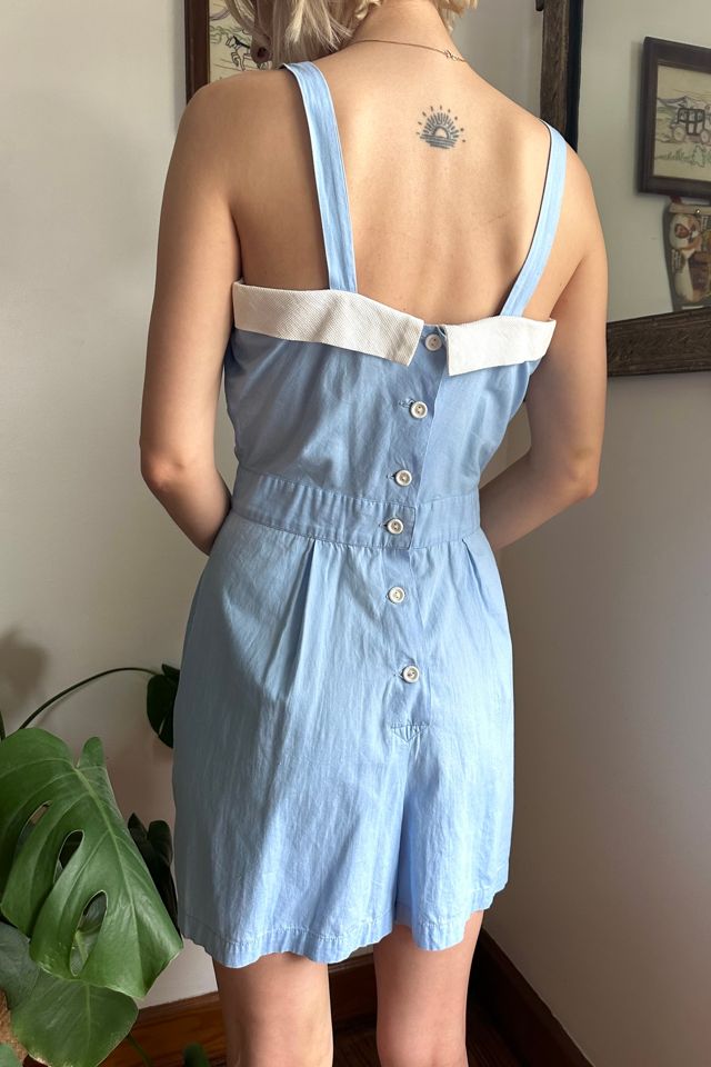 Vintage Baby Blue Cotton Romper Selected by Grievous Angel Vintage #1
