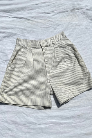 Vintage White Pin Stripe Trouser Shorts Selected by Grievous Angel