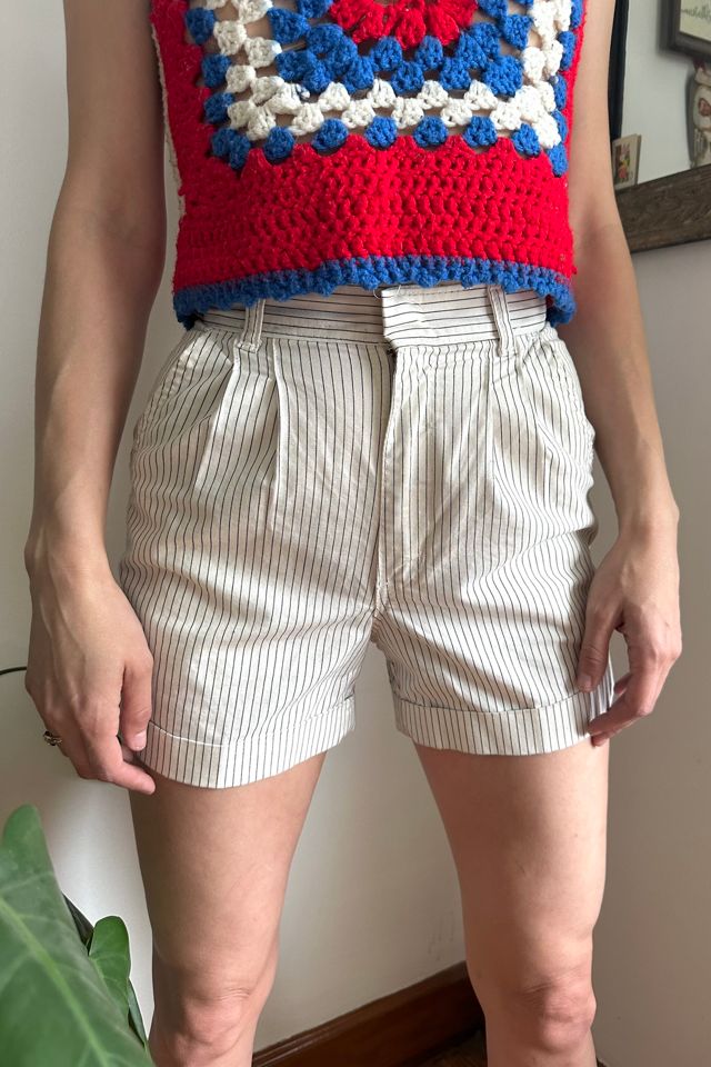 Vintage White Pin Stripe Trouser Shorts Selected by Grievous Angel Vintage #1
