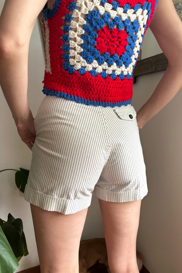 Vintage White Pin Stripe Trouser Shorts Selected by Grievous Angel Vintage #2