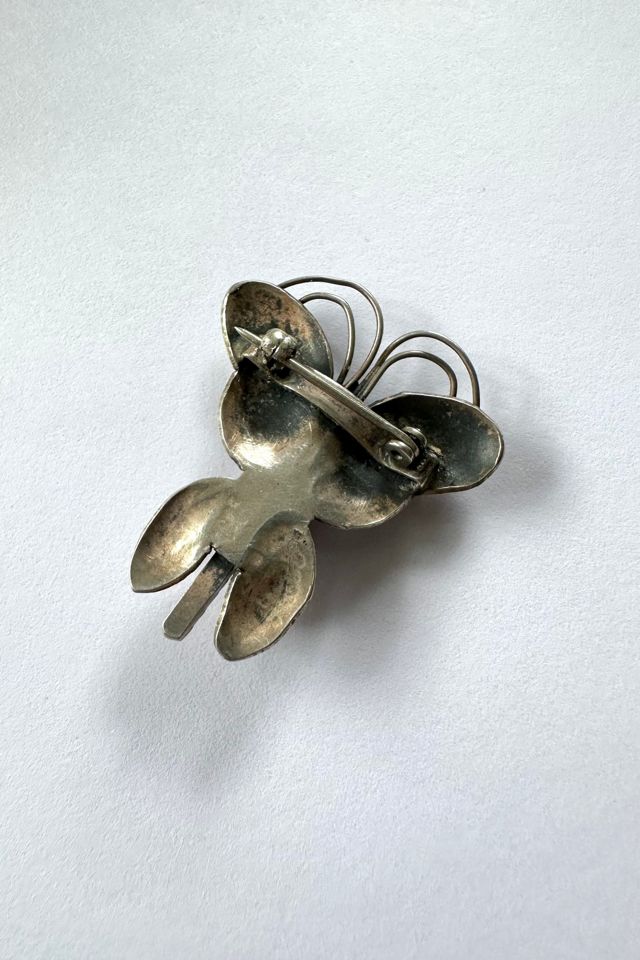 Vintage Sterling Silver and Turquoise Butterfly Pin Selected by Grievous Angel Vintage #2