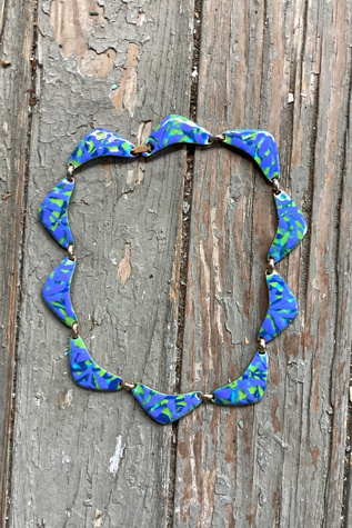 Vintage 1960s Denmark Painted Enamel Necklace Selected by Cherry