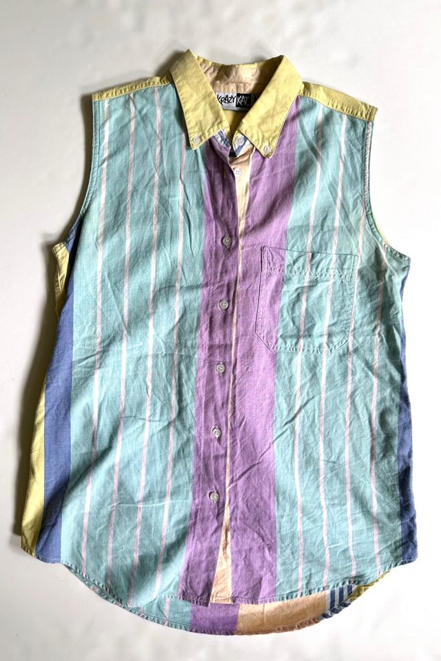 Vintage 1990s Pastel Striped Button Down Top Selected by Cherry #1