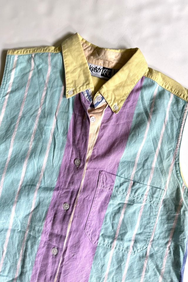 Vintage 1990s Pastel Striped Button Down Top Selected by Cherry #2