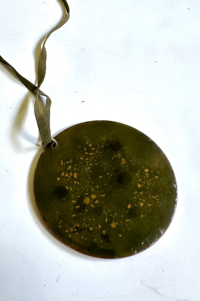 Vintage 1970s Painted Enamel Pendant Necklace Selected by Cherry #2