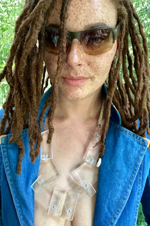 Vintage 1990s Clear Acrylic Cube and Rope Necklace Selected by Cherry #2
