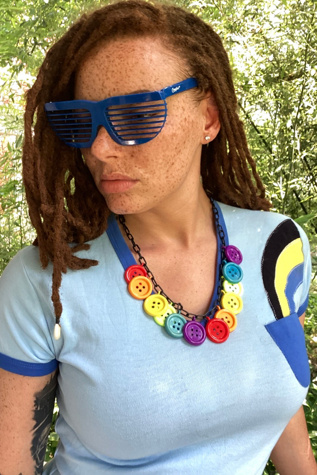 Vintage 1990s Rainbow Buttons Necklace Selected by Cherry