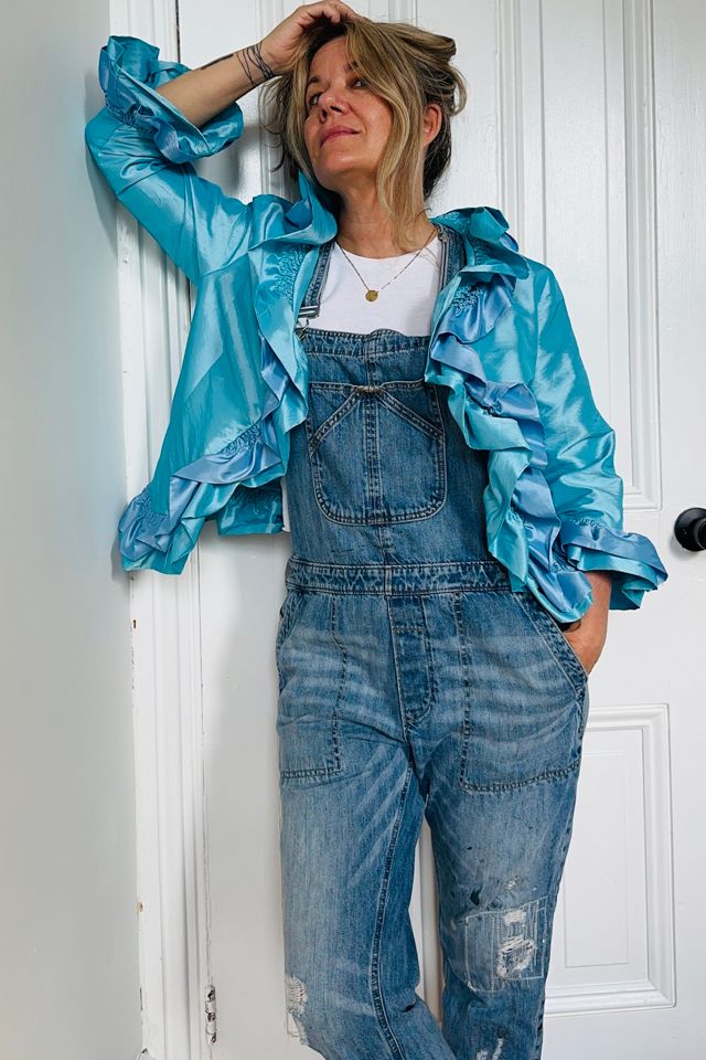 Vintage Agua Blue Frilly Cropped Lightweight Taffeta Jacket Selected by KA.TL.AK #1