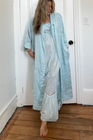 Vintage Empire Waist Blue Nightie Dress with Lace Detail Selected by KA.TL.AK