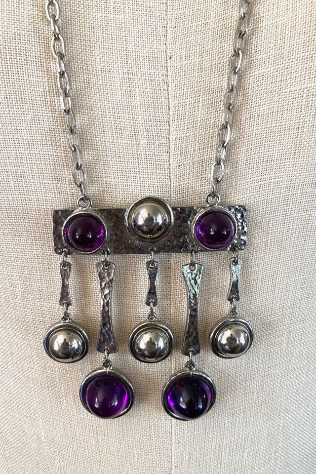 1970s Modernist Amethyst Glass Pendant Necklace Selected By Ritual Vintage #2