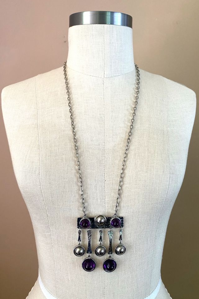 1970s Modernist Amethyst Glass Pendant Necklace Selected By Ritual Vintage #3