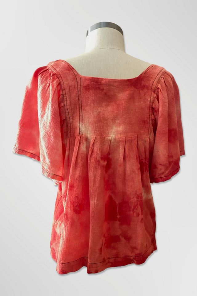 1970s Tie Dye Cotton Gauze Peasant Blouse Selected By Ritual Vintage #2