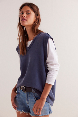 We The Free Chase Vest Jacket at Free People in Mood Indigo, Size: Large