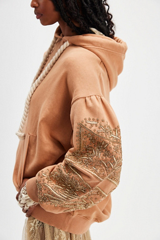 Encrusted Sweatshirt At Free People In Latte Combo, Size: Large