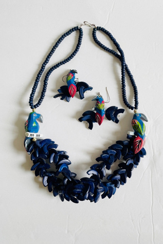 Vintage Parrot Necklace and Earrings Selected by FernMercantile