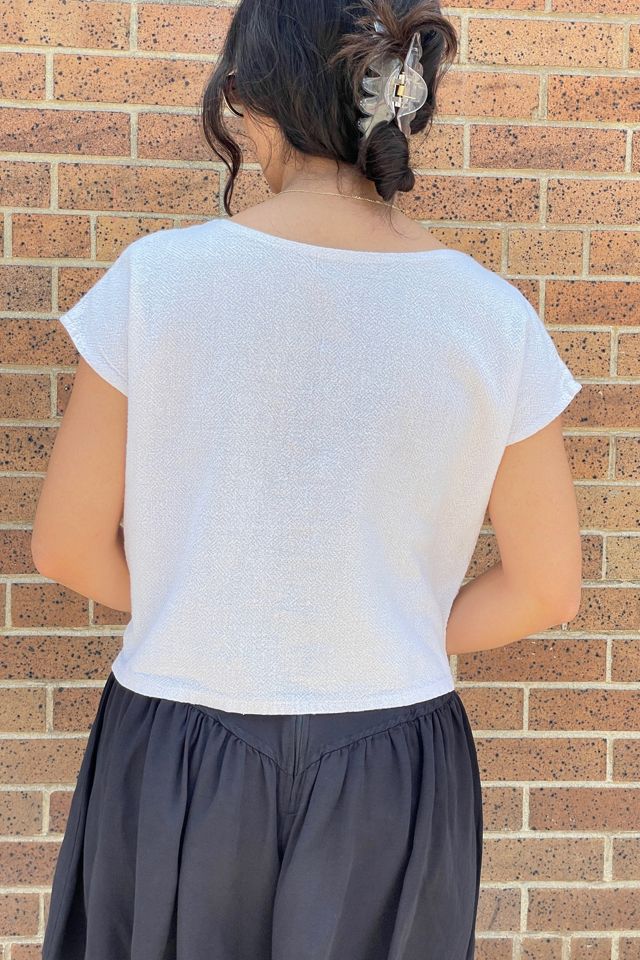 Vintage 1990's Ivory Boho Cropped Studded Top Selected by FernMercantile #2