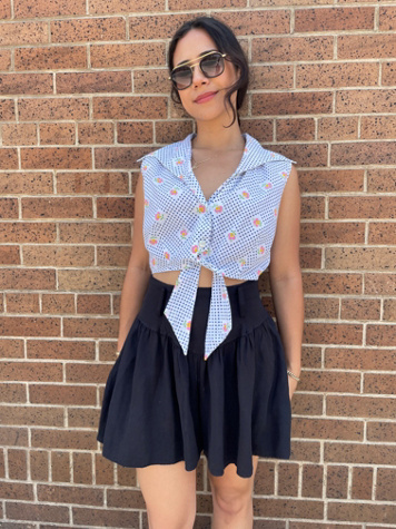 Vintage 1970's Flower and Polkadot Crop Top Selected by FernMercantile