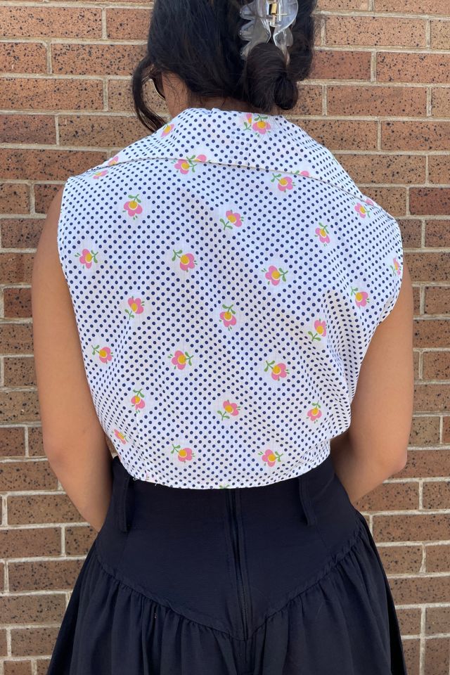 Vintage 1970's Flower and Polkadot Crop Top Selected by FernMercantile #2