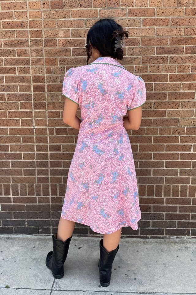 Vintage 1930's Feed Sack Pink Floral Dress Selected by FernMercantile #2