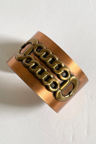 Vintage 1950's Modernist Copper Brass Chain Cuff Bracelet Selected by FernMercantile