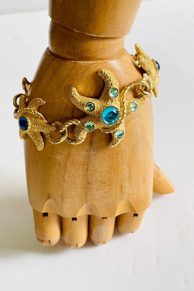 Vintage 1980's Trifari Starfish Gold Bracelet Selected by FernMercantile #1