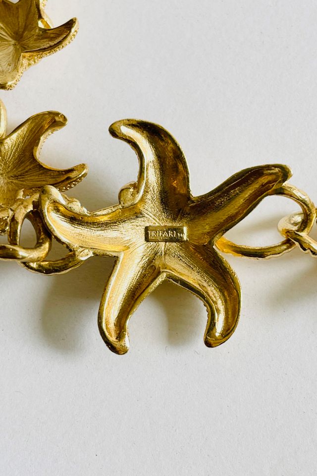 Vintage 1980's Trifari Starfish Gold Bracelet Selected by FernMercantile #2