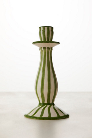 Striped Candle Holder By Anna + Nina At Free People In Green & White