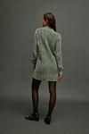 mini lace dress with sleeves Sheer Scalloped-Lace Long-Sleeve Mini Dress in Black - L