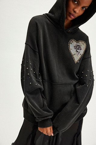 Royal Hearts Hoodie at Free People in Black, Size: Small