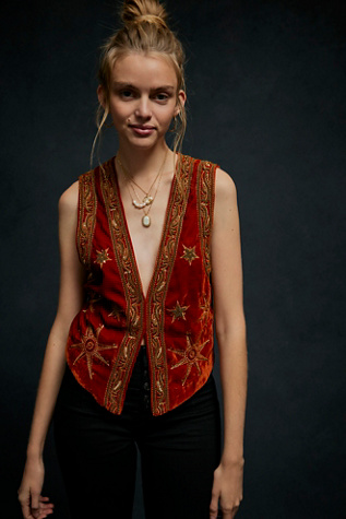 Life Of The Party Vest Jacket At Free People In Rust, Size: Small