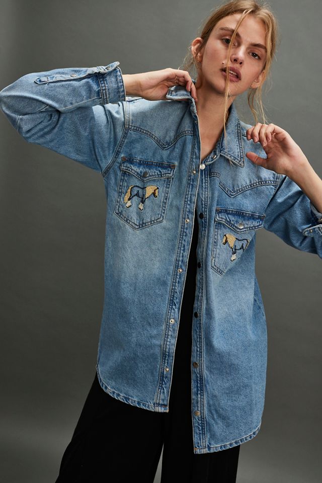 Understated Leather Horsey Denim Shirt #3