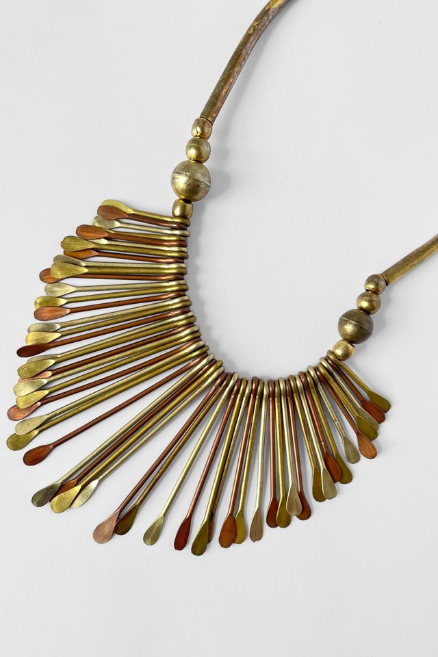 70s Vintage Brass Spike Fringe Necklace Selected by MARMALADE #1