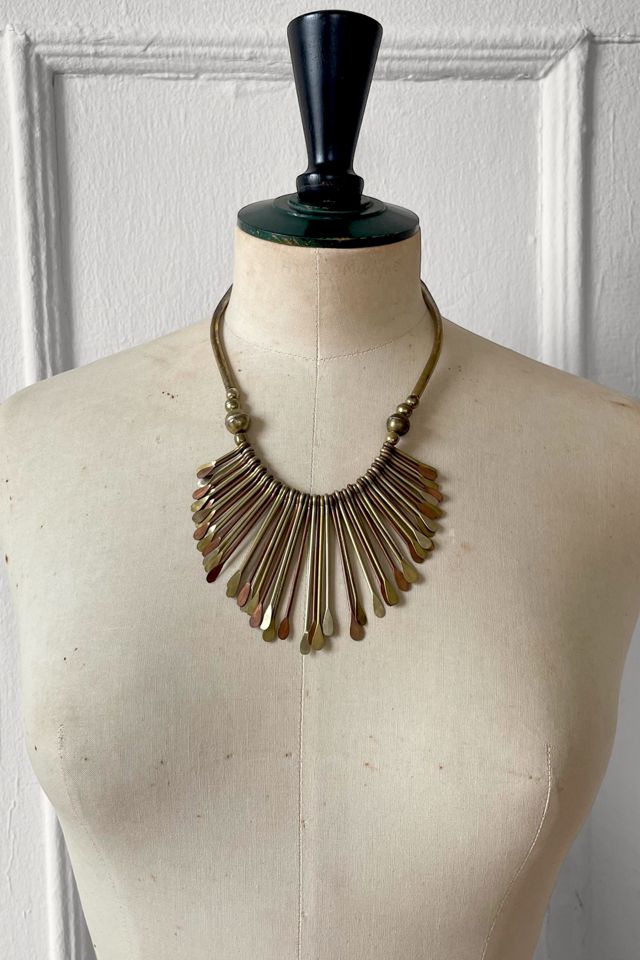 70s Vintage Brass Spike Fringe Necklace Selected by MARMALADE #3