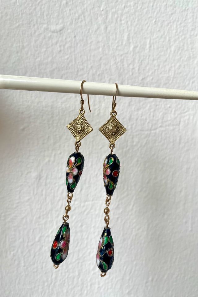 Vintage 14K Gold Filled Cloisonné Drop Earring Selected by MARMALADE #1