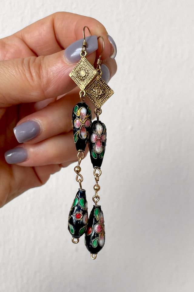 Vintage 14K Gold Filled Cloisonné Drop Earring Selected by MARMALADE #2