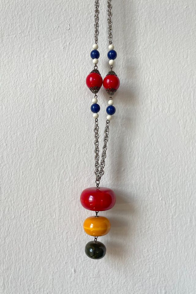 Vintage 70s Modernist Wooden Bead Chain Necklace Selected by MARMALADE #3