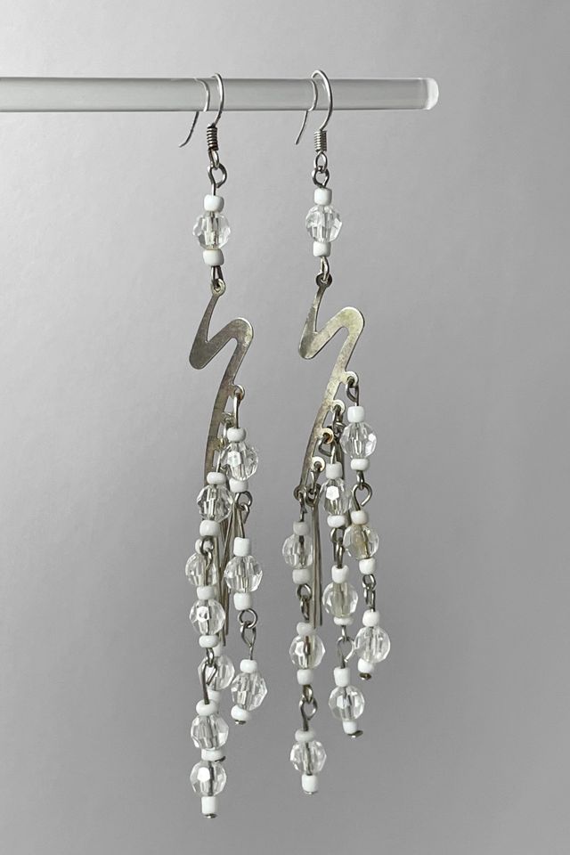 80s Beaded Lightning Bolt Chandelier Earrings Selected by MARMALADE #2