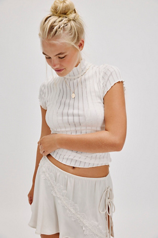 About Tomorrow Mock Neck Top by Intimately at Free People in White Alyssum, Size: XS