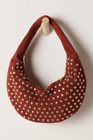 Understated Leather Studded Shoulder Bag At Free People In Cognac