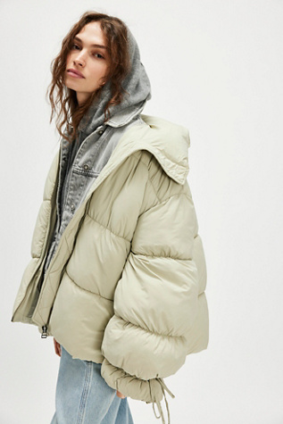 Cotton Candy Solid Puffer Jacket at Free People in Lima Bean, Size: Medium