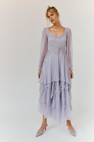 Nigel Preston Lace Tiered Dress at Free People in Cornflower Blue, Size: Small