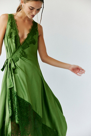 Nigel Preston Wrap Soho Dress At Free People In Emerald Green, Size: XS