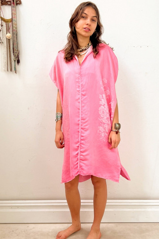 Anna Corinna Reworked Vintage Damask Emerald Roses Smock Dress main image 0