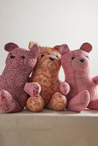 Vintage Kantha Quilt Bear