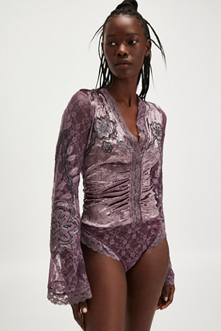 Night Owl Bodysuit By Intimately At Free People In Grape Shake, Size: XS