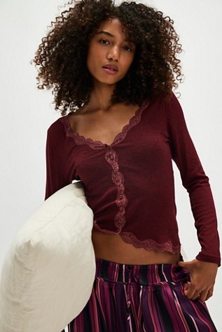 Big Love Rib Cardi by Intimately at Free People in Ruby Heather, Size: Medium