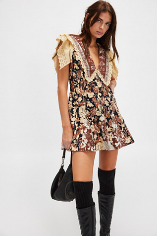 Bali Antoinette Corduroy Mini Dress At Free People In Black Combo, Size: Small