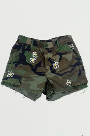 Vintage Daisy Camo Army Shorts Selected by Rank & Sugar