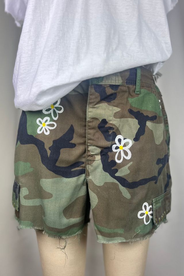 Vintage Daisy Camo Army Shorts Selected by Rank & Sugar #1